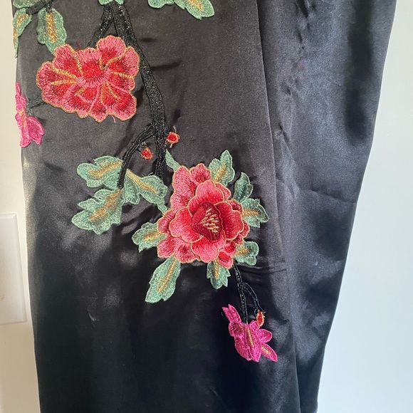 Black Floral Appliqué  Slip Dress - Picture 2 of 6